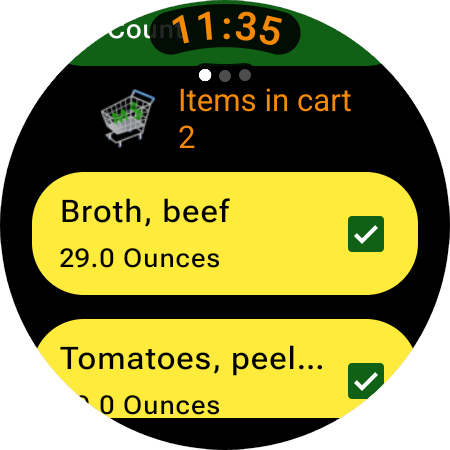 Items in cart