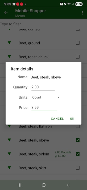 Item Details view