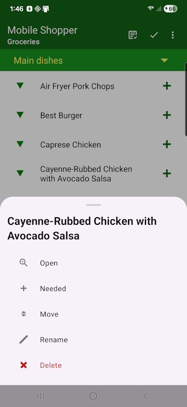 Recipes Quick Action