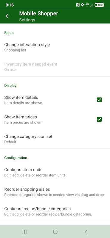 Settings View